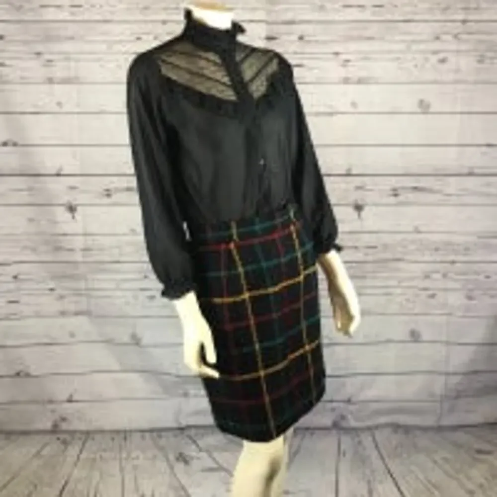 1980s Jones New York Wool Plaid Mini Skirt size